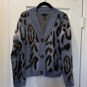 Cozy Blue Leopard Print Cardigan- Bloomingdales